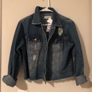 Distressed jean jacket
